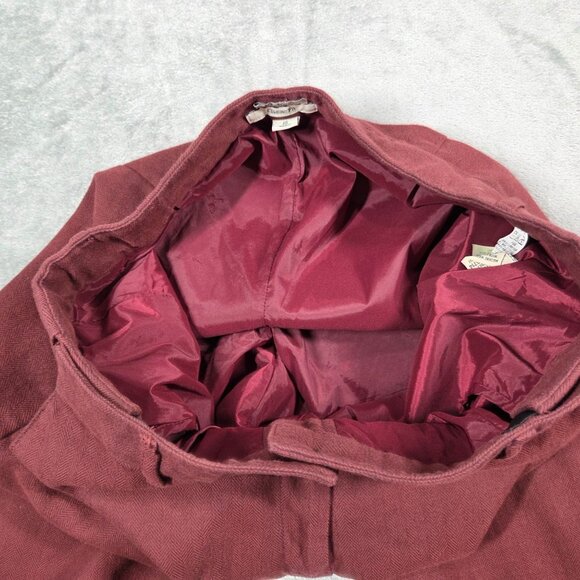 LL Bean Pants Womens 12 Red Herringbone Flannel Straight Leg Trousers - Picture 3 of 10